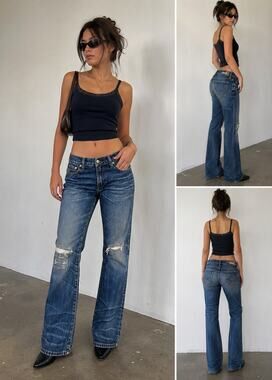 Gap 1969 Bootcut Jeans 28x28 Distressed Medium Wash Y2K Denim Grunge Indie